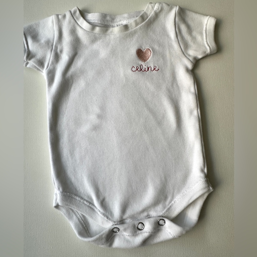 Laughing Giraffe Baby Girl’s, White Bodysuit.  Size 3-6M.